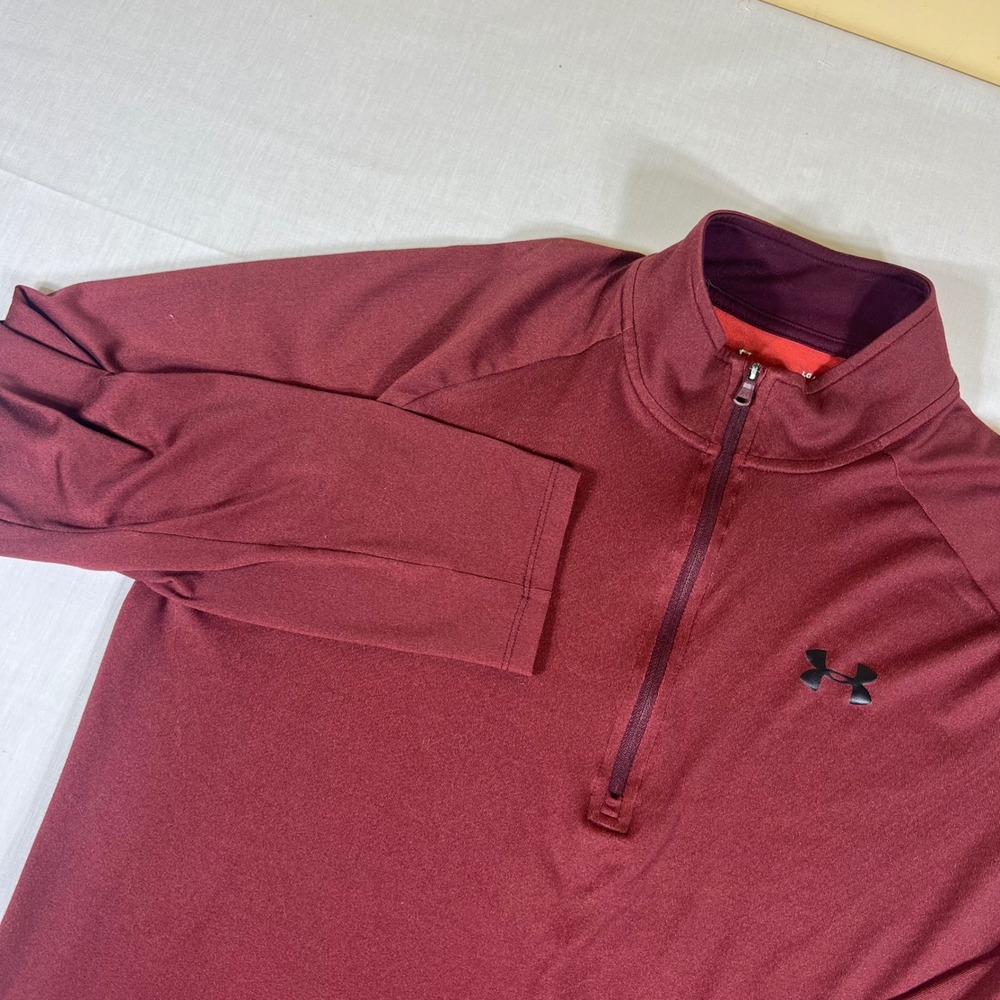 Under Armour Womens HeatGear 1/4 Zip Pullover Burgundy Maroon Loose Fit Large